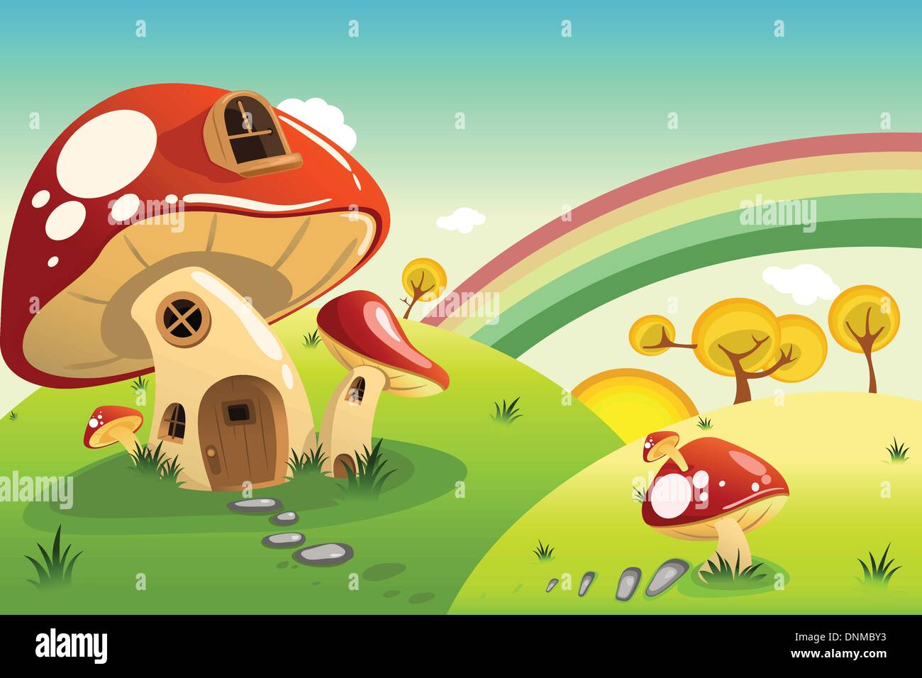 A vector illustration of mushroom fantasy house Stock Vector