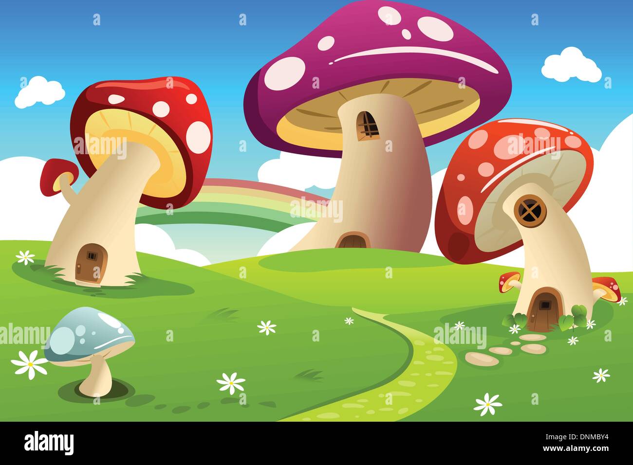 A vector illustration of mushroom fantasy house Stock Vector