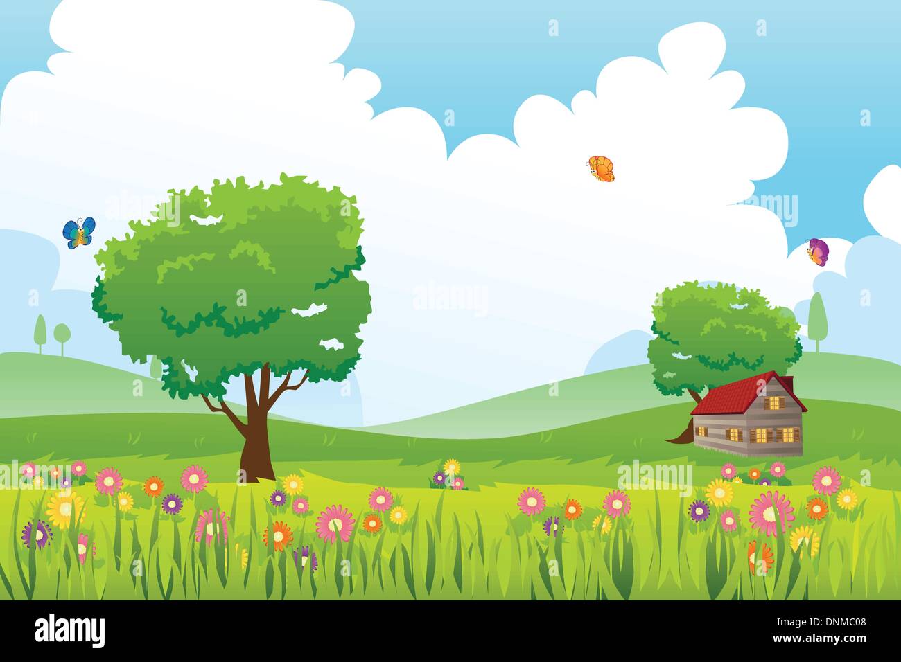 A vector illustration of Spring season nature landscape Stock Vector Image  & Art - Alamy