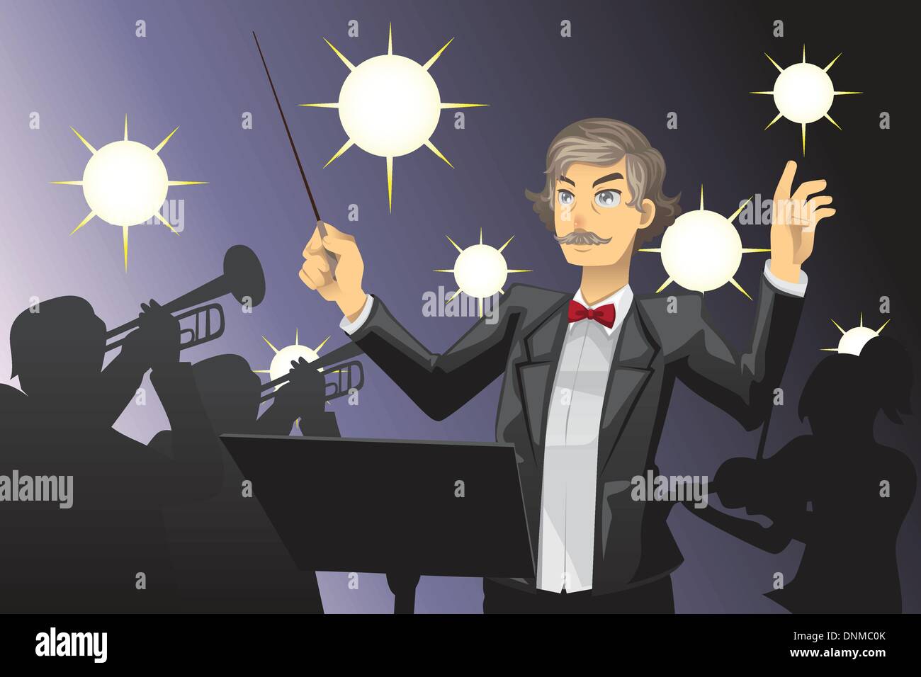 A vector illustration of an orchestra conductor Stock Vector