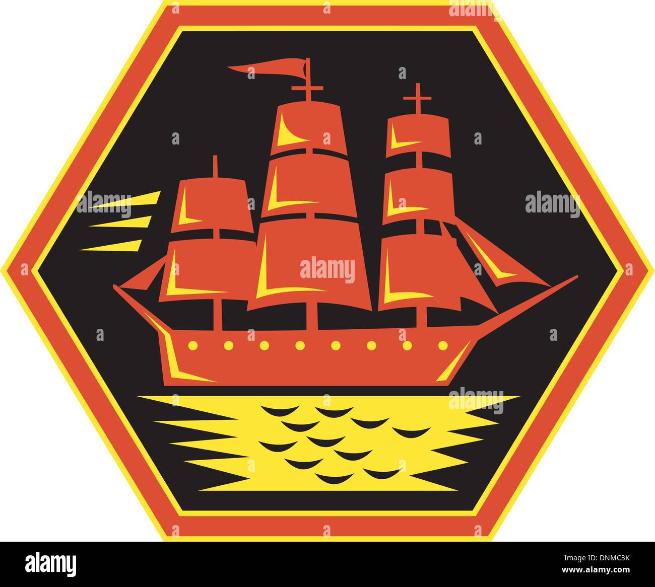 illustration of a sailing ship or clipper Stock Vector
