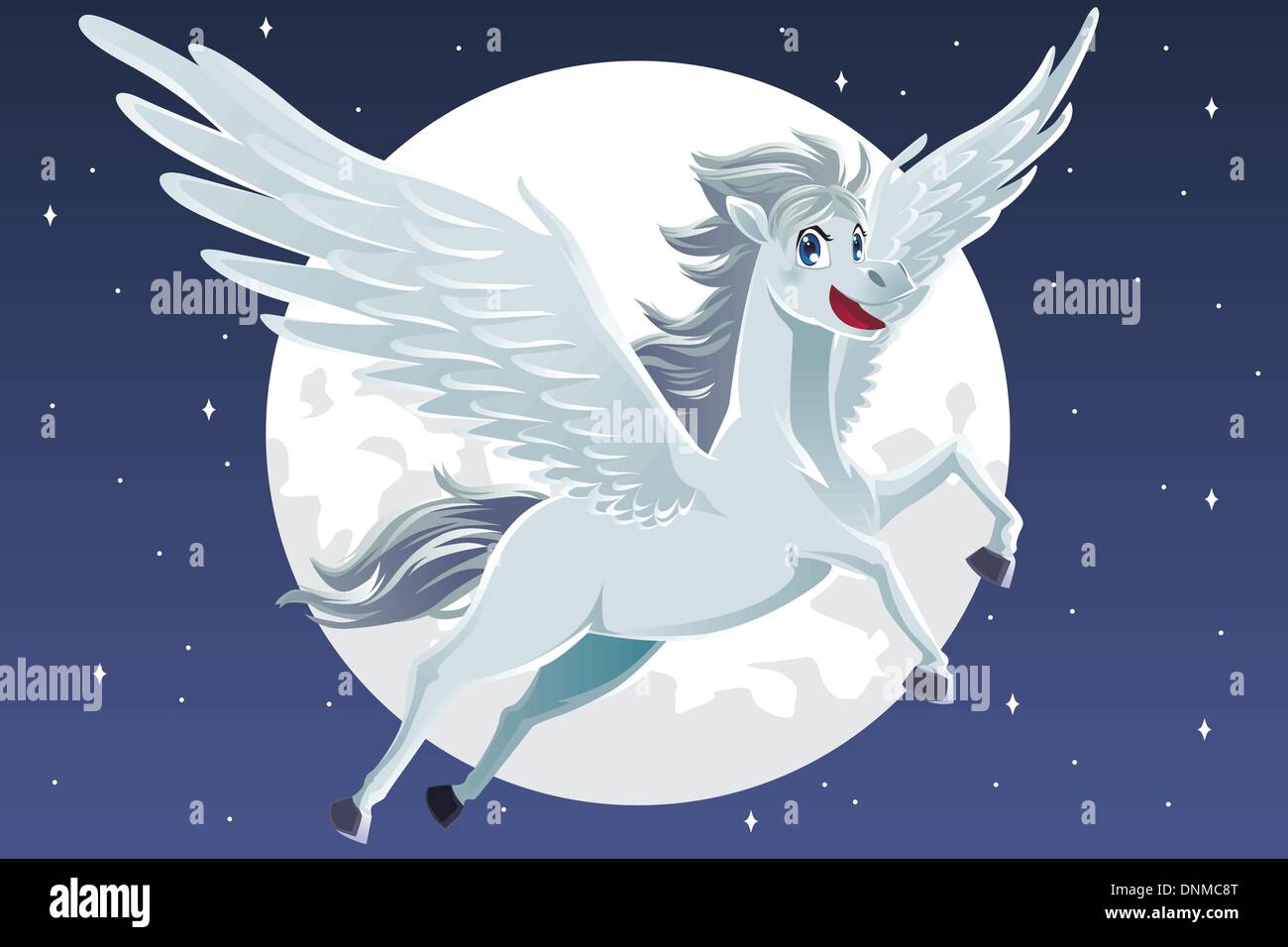A vector illustration of a flying pegasus Stock Vector