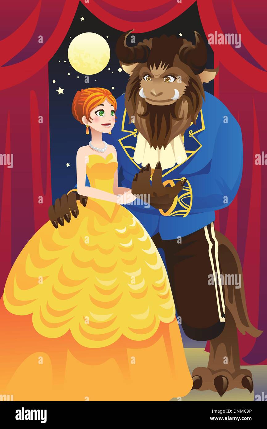 A vector illustration of beauty and the beast Stock Vector
