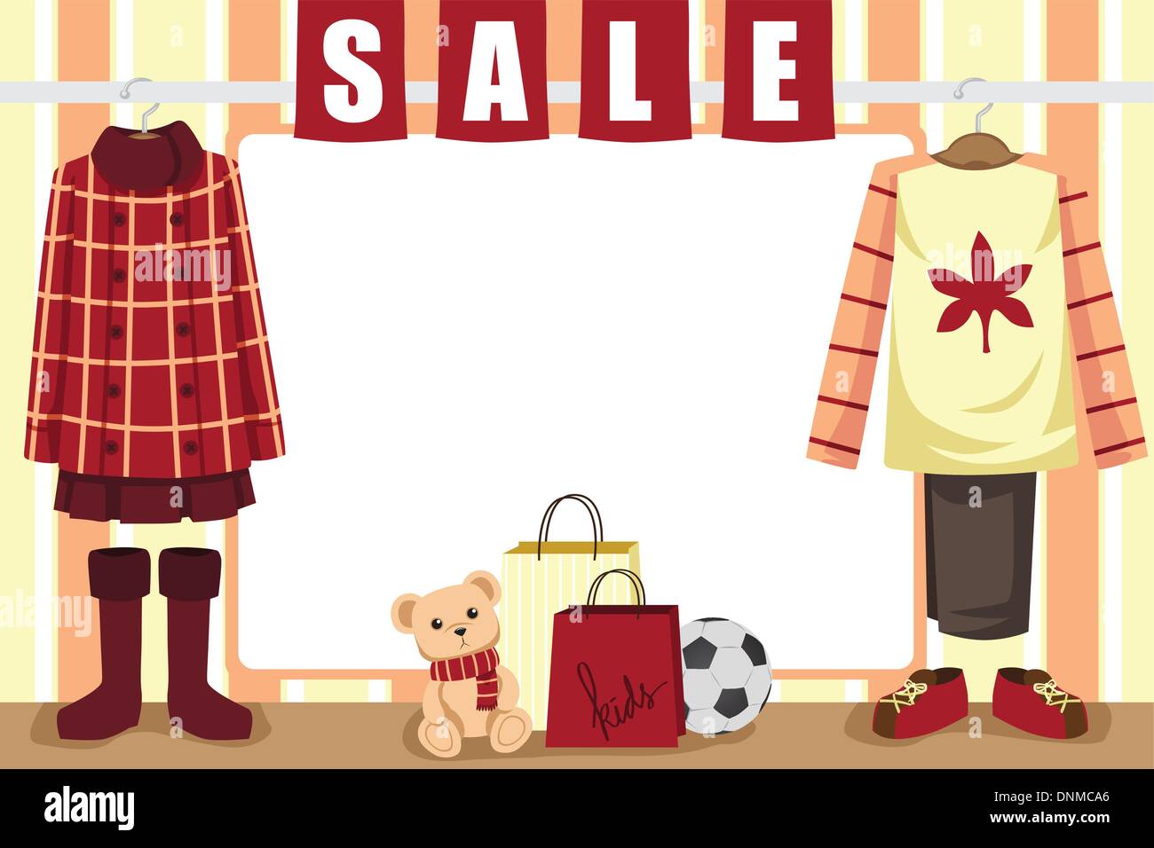 A vector illustration of store window display for autumn shopping Stock Vector