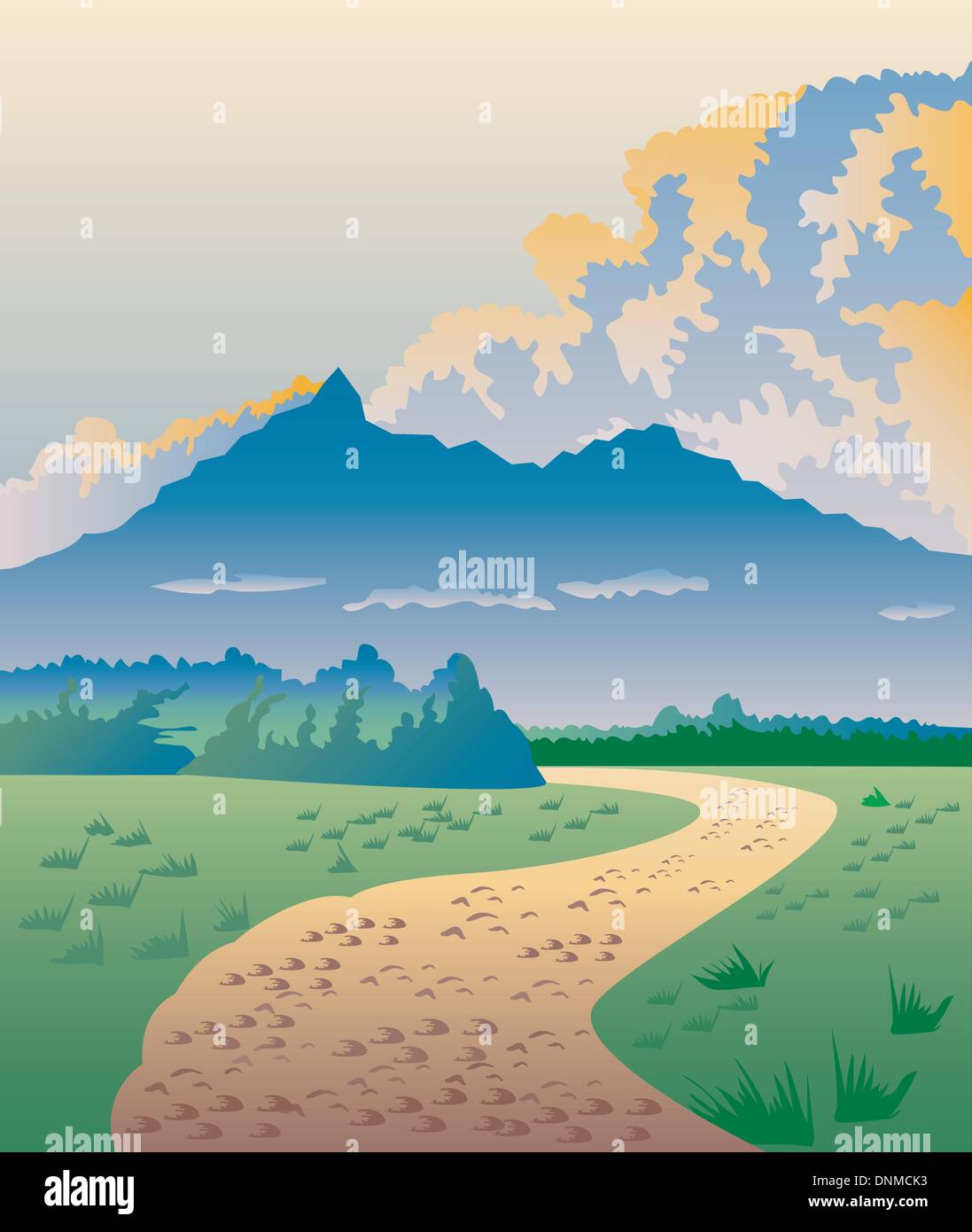 illustration-of-a-trail-rural-road-path-leading-to-trees-and-mountains