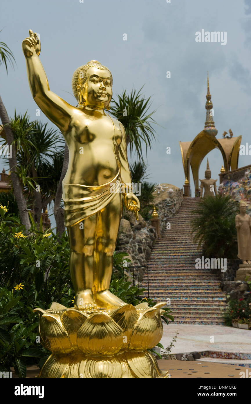 Khao Kho, Thailand golden buddha statue in the temple complex of Wat ...
