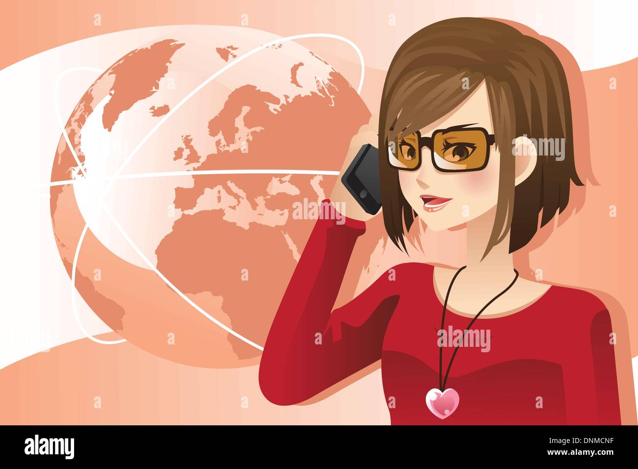 A vector illustration of a woman talking on the phone Stock Vector