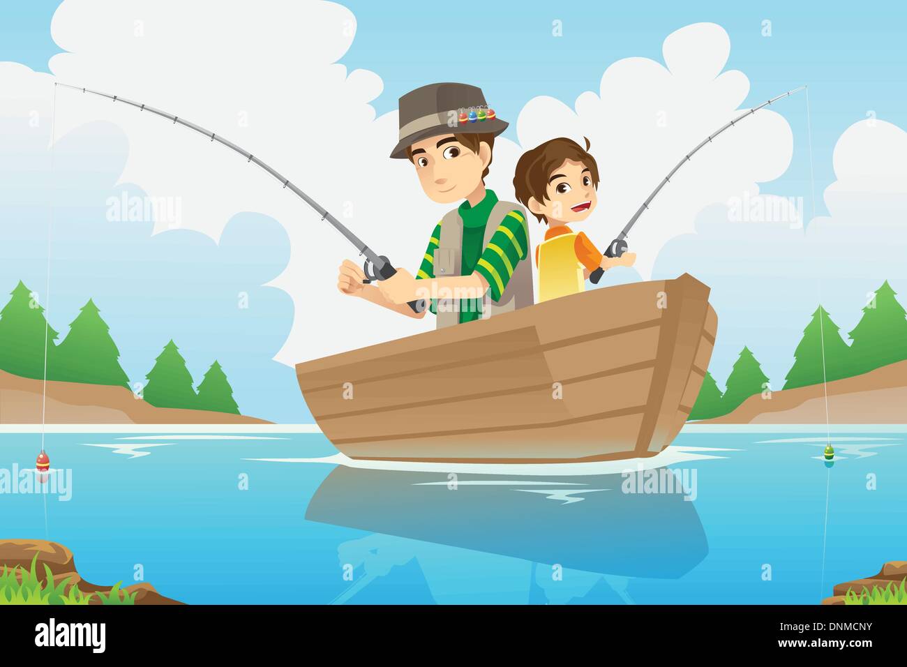 Сын ловит рыбу. Мальчики в лодке. Рыбак в лодке иллюстрация. Рыбалка рисунок. Папа и сын рыбачат.