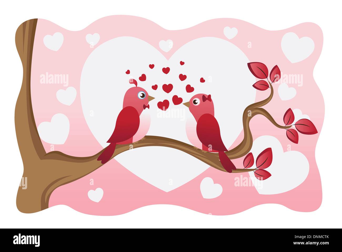 A vector illustration of two birds in love Stock Vector