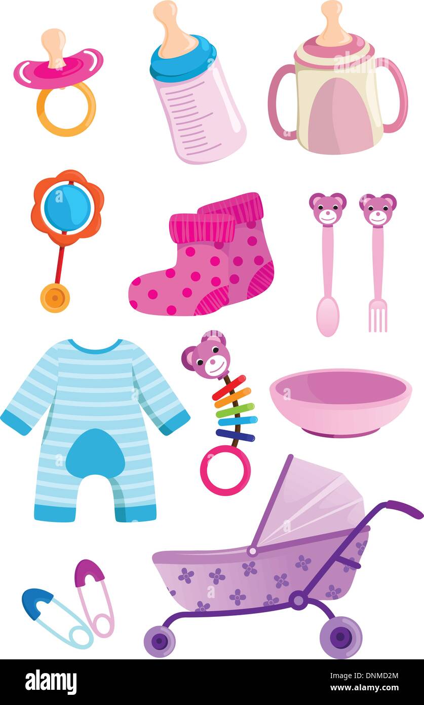 https://c8.alamy.com/comp/DNMD2M/a-vector-illustration-of-a-set-of-baby-items-DNMD2M.jpg