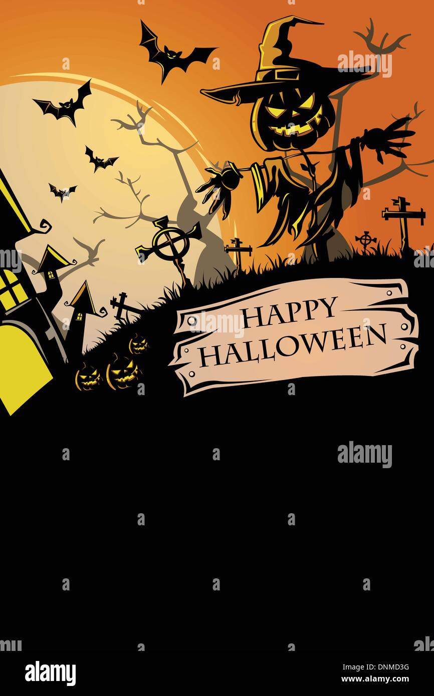 A vector illustration of Halloween poster design Stock Vector