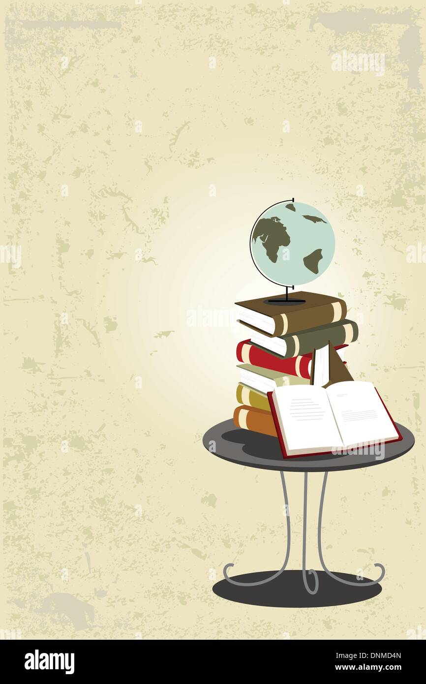 A vector illustration of a stack of books on the table for education theme Stock Vector