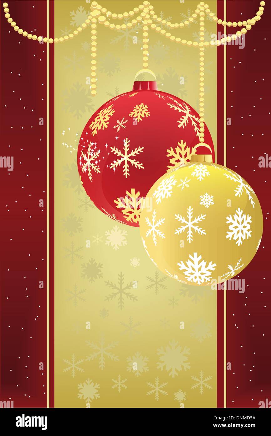 A vector illustration of two hanging Christmas baubles Stock Vector