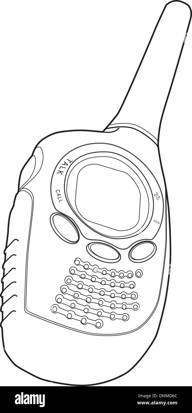 Illustration of radio phone walkie talkie done in black and white. Stock Vector