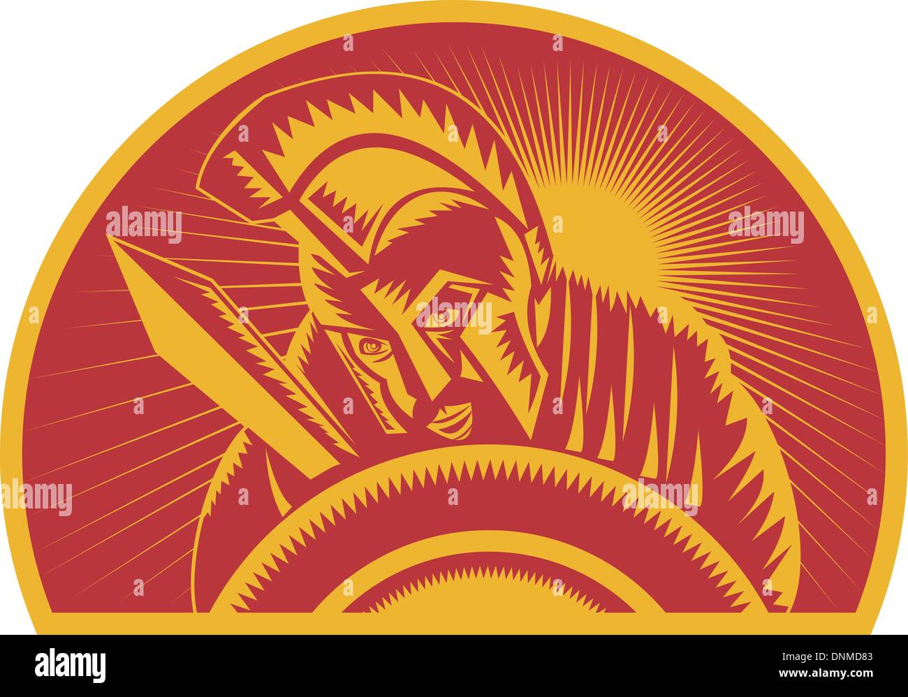 illustration of a Roman soldier or gladiator with sword and shield Stock Vector