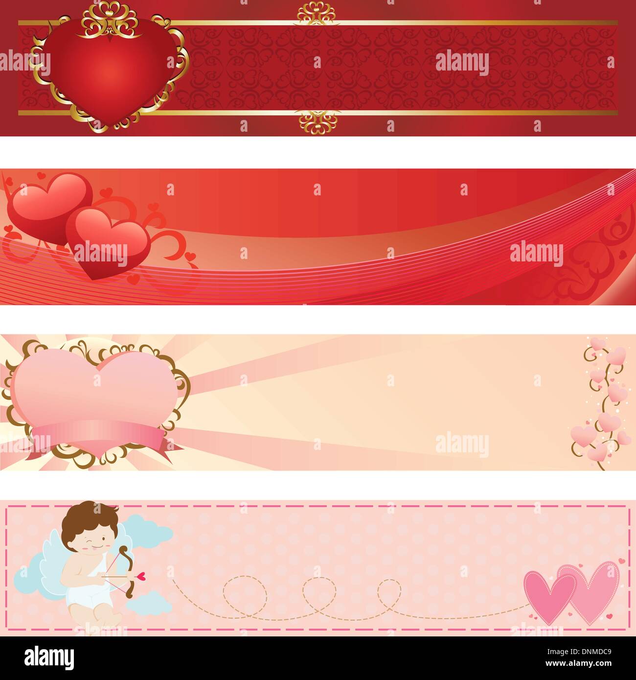 A vector illustrations of web banners for valentine day Stock Vector
