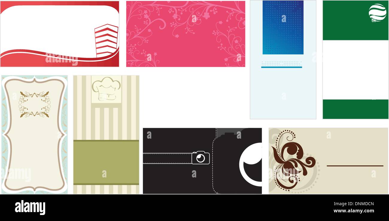 A vector illustration of a set of business cards templates for business professionals Stock Vector