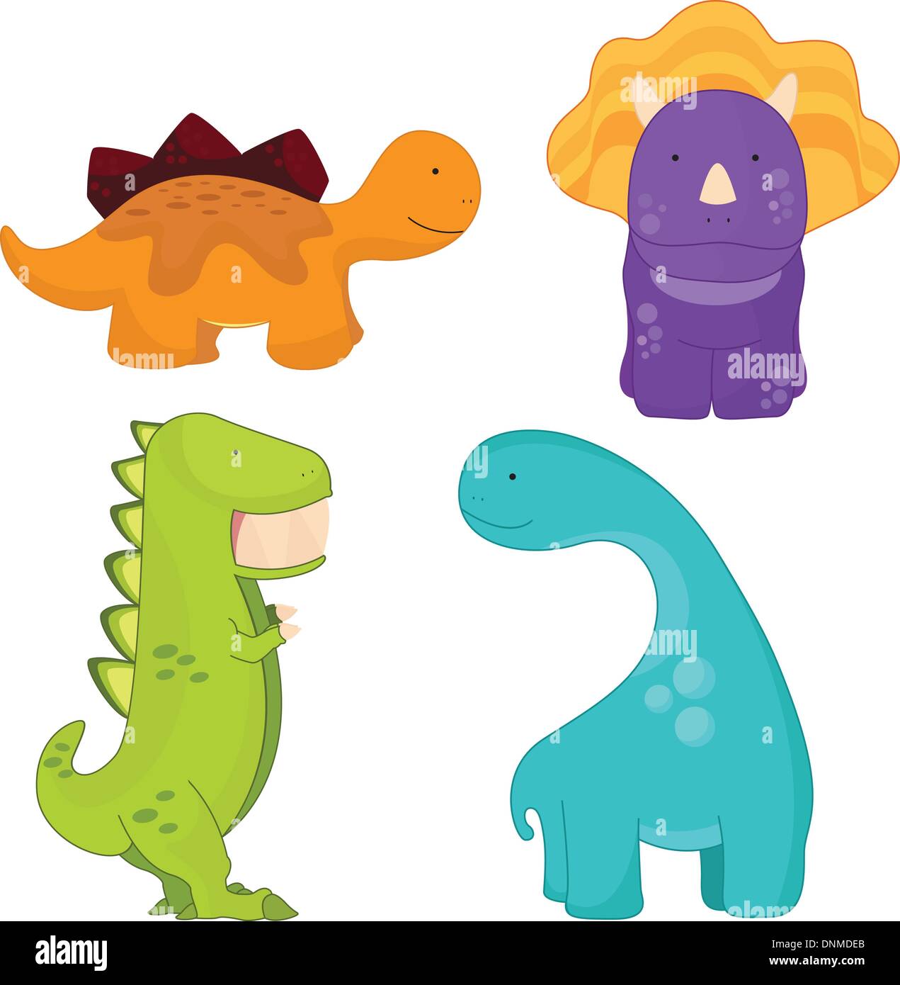 A cartoon vector illustration of different cute dinosaurs Stock Vector