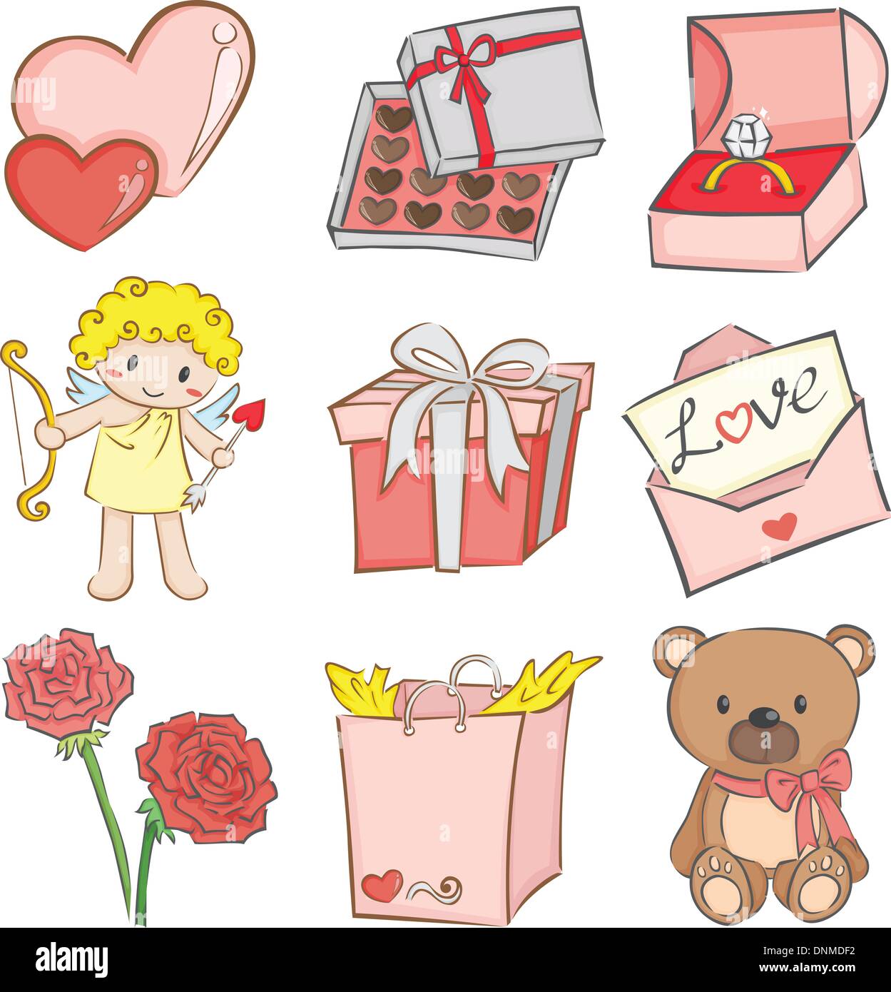 A vector illustration of a set of Valentine's day icons Stock Vector ...