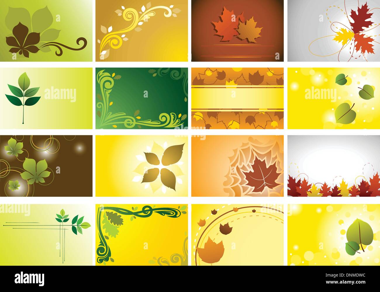 A vector illustration of a set of autumn background Stock Vector