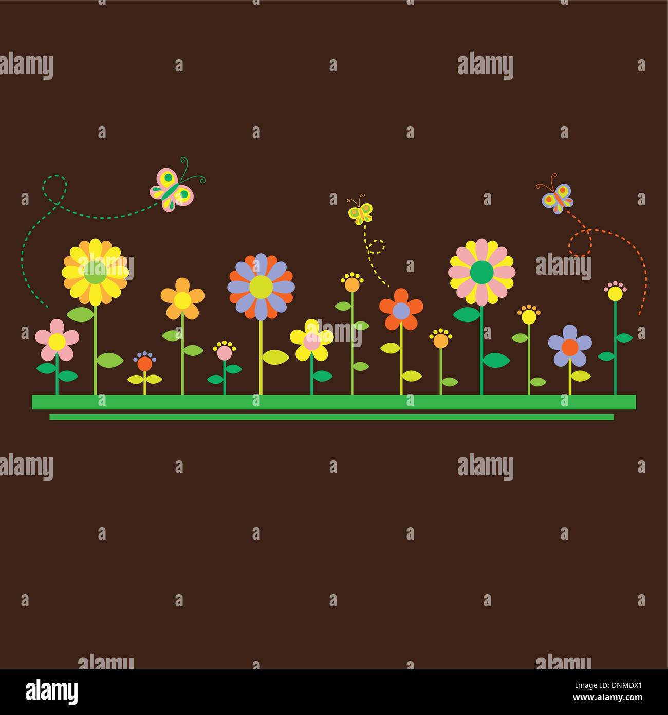 A vector illustration of flowers background with copyspace Stock Vector