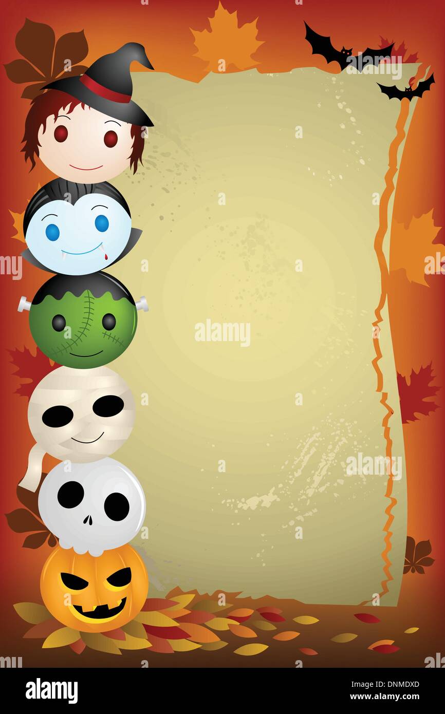 A vector illustration of Halloween background with copyspace Stock ...