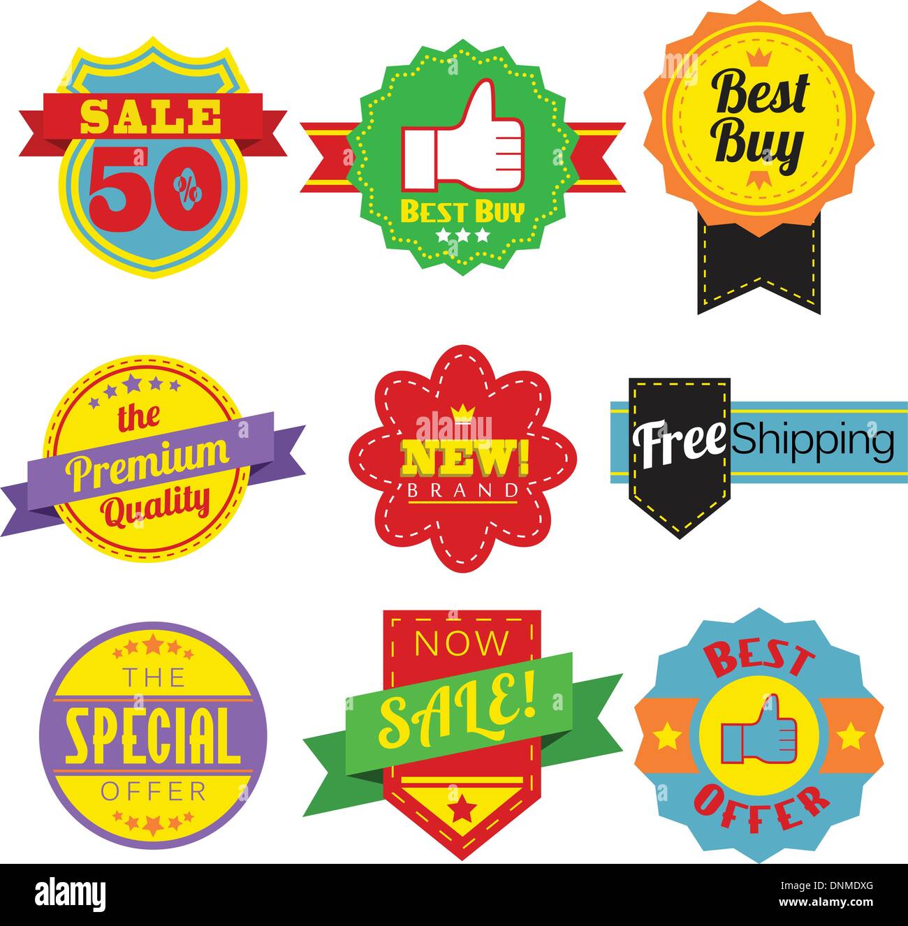 A vector illustration of sales tags or labels Stock Vector