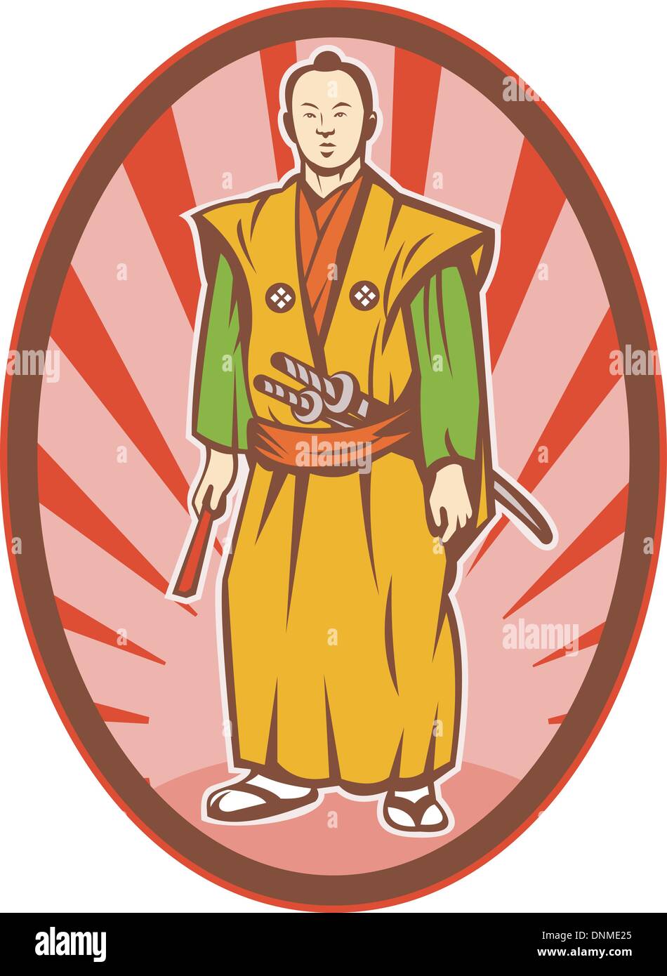 illustration of a Samurai warrior with katana sword and fan Stock ...