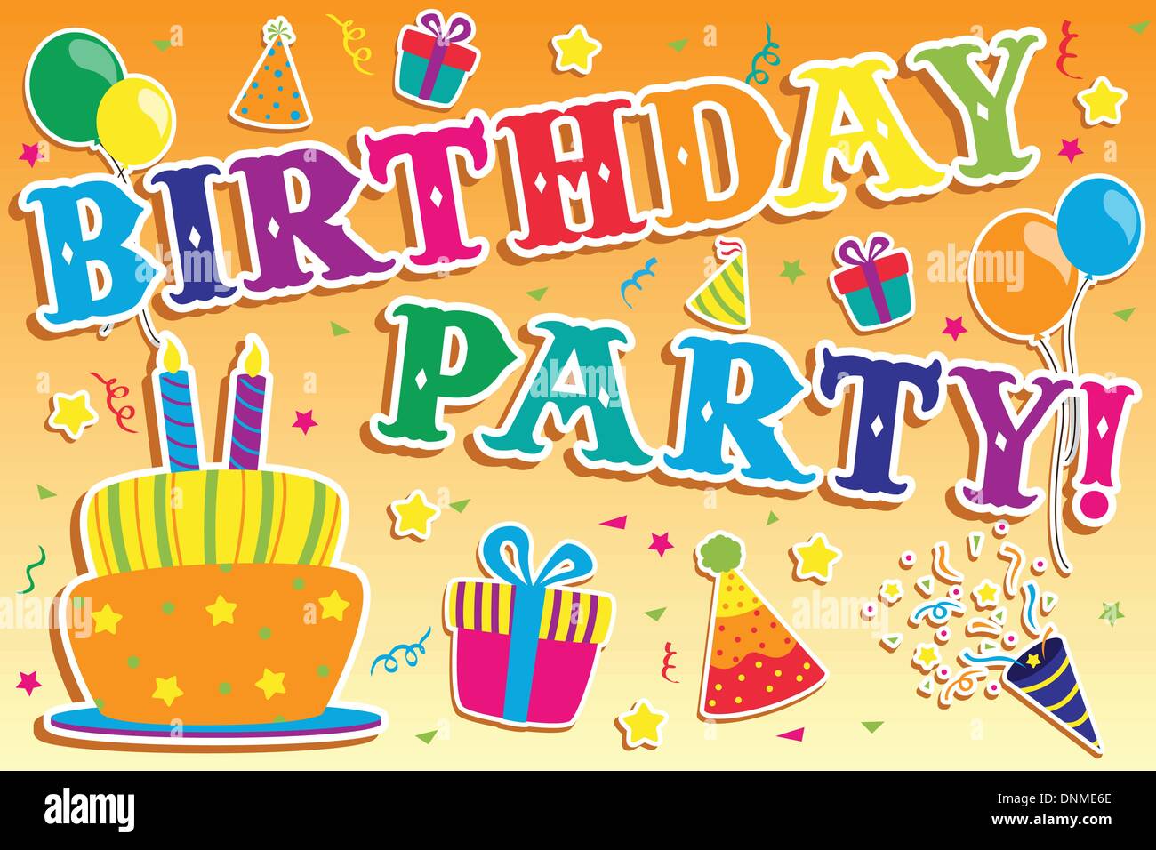 A vector illustration of happy birthday invitation Stock Vector