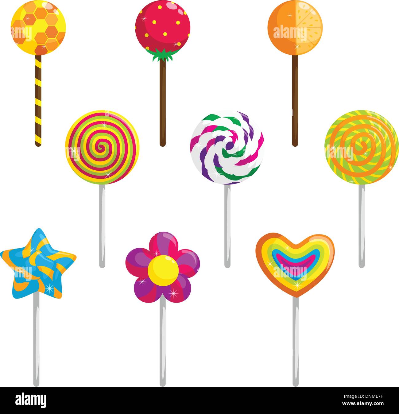 A vector illustration of different designs of lollipops Stock Vector