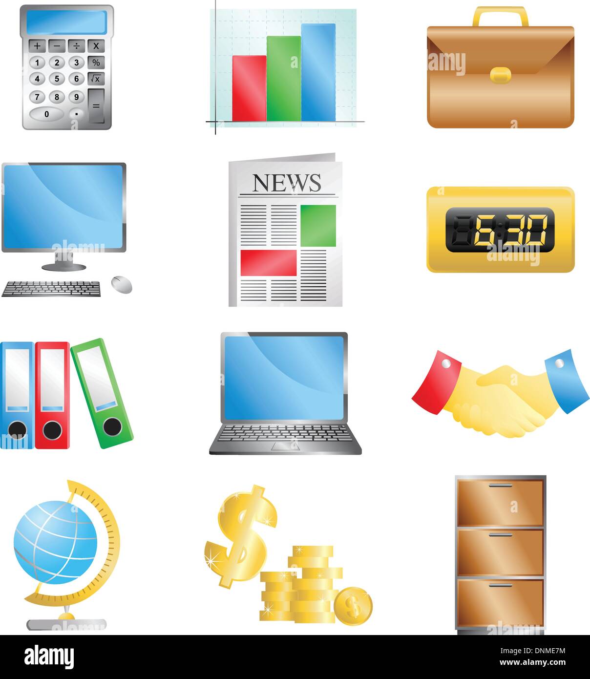 A vector illustration of business office icons Stock Vector