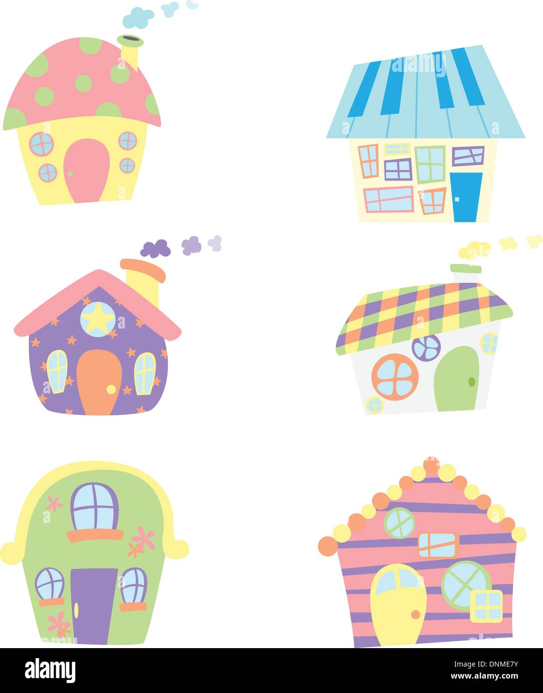 A vector illustration of cute houses icons Stock Vector