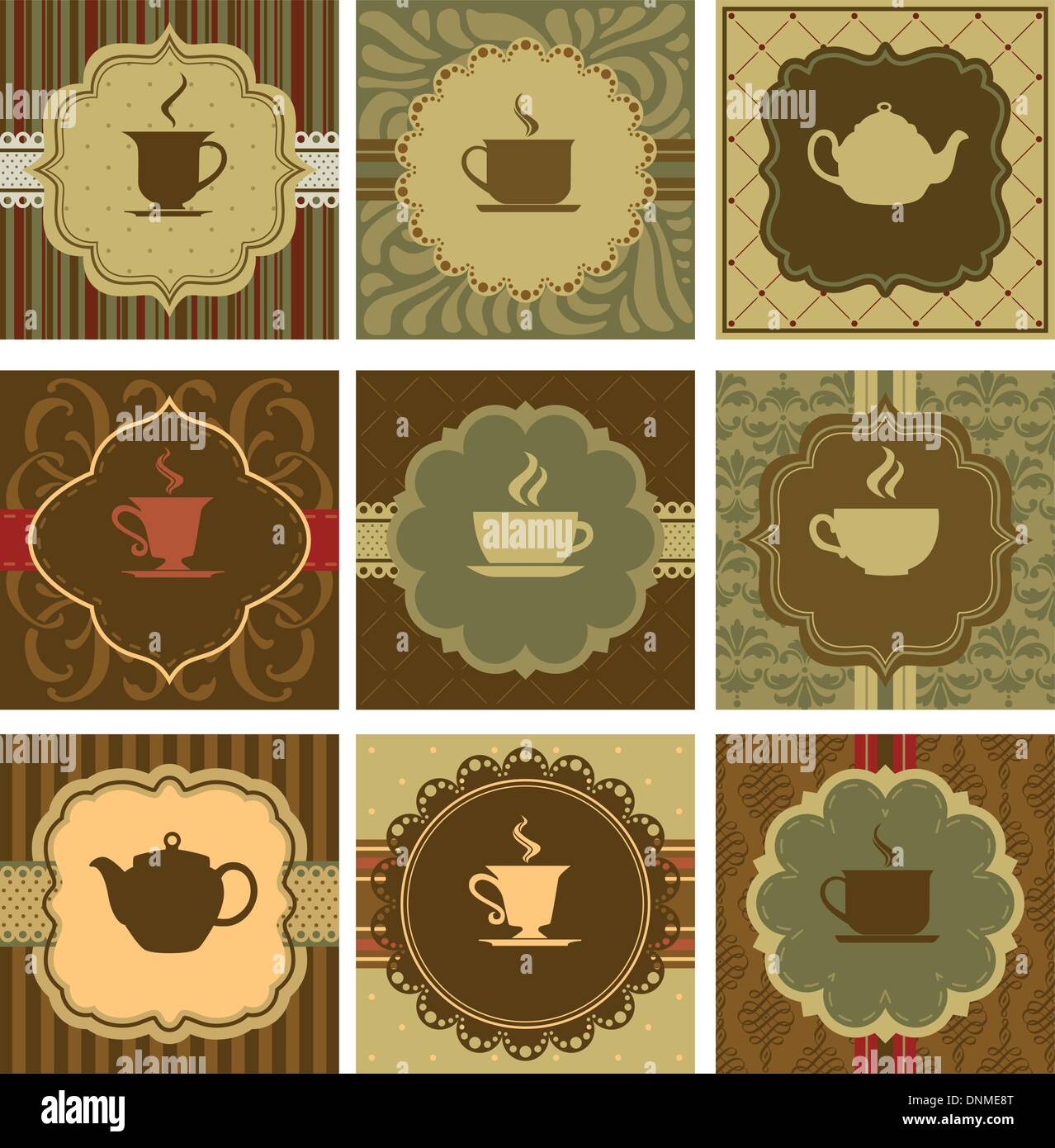 A vector illustration of different coffee designs Stock Vector