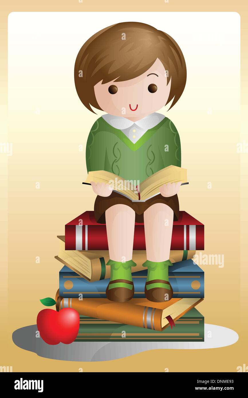 A vector illustration of a young student reading a book while sitting on a stack of books Stock Vector Image & Art - Alamy A vector illustration of a young student reading a book while sitting on a stack of books Stock Vector Image & Art - Alamy