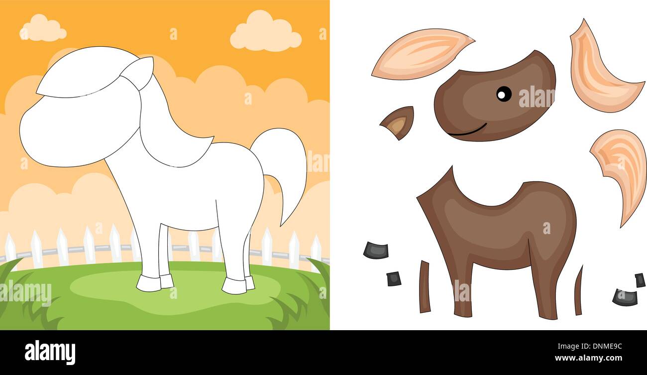 A vector illustration of a horse puzzle Stock Vector