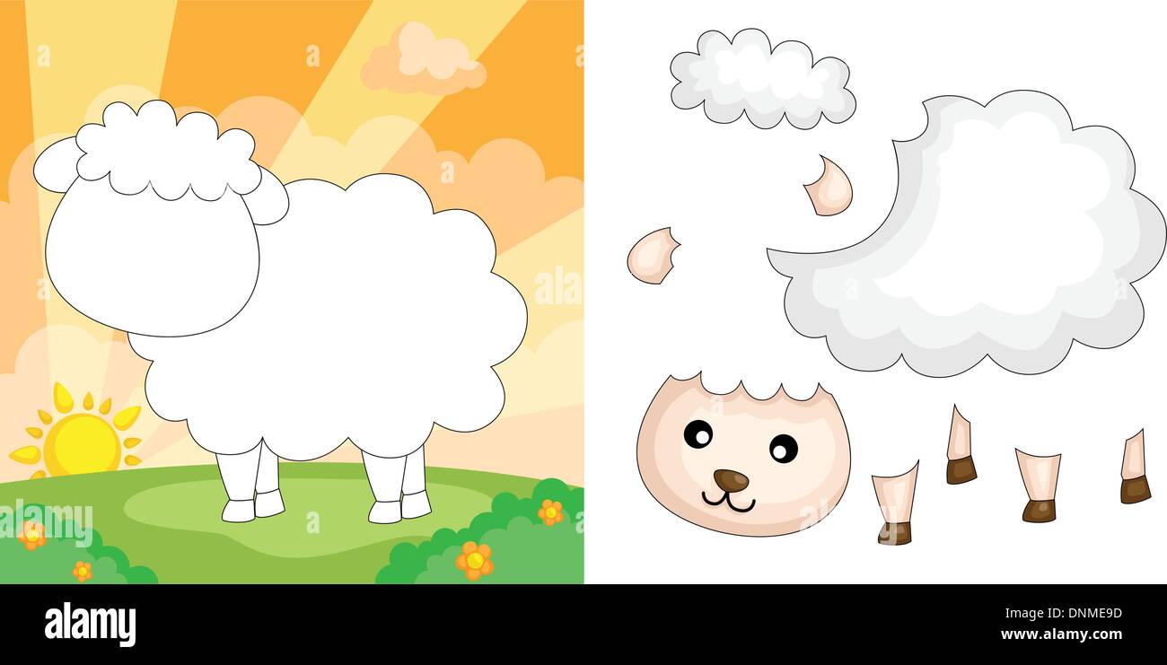 A vector illustration of a sheep puzzle Stock Vector