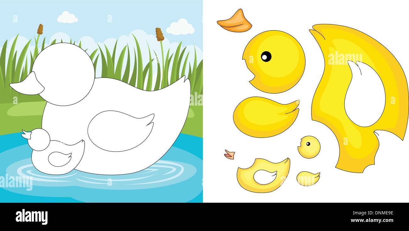 A vector illustration of a duck puzzle Stock Vector