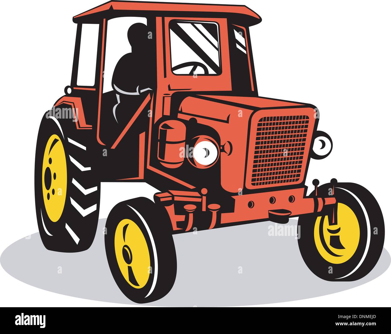illustration of a vintage tractor on isolated background done in retro ...