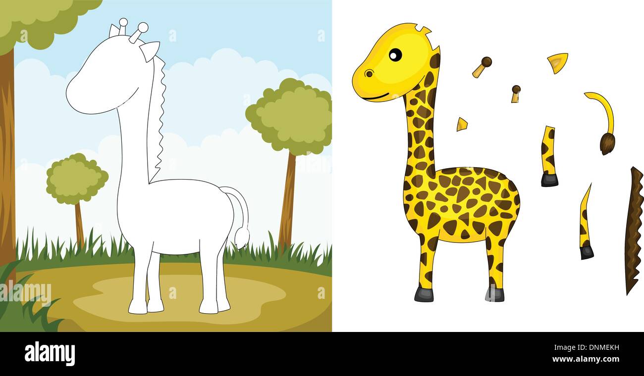 A vector illustration of a giraffe puzzle Stock Vector