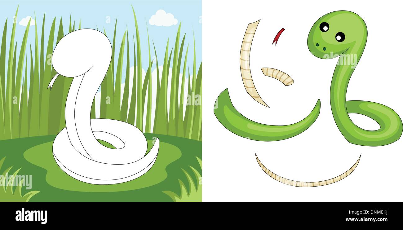 A vector illustration of a snake puzzle Stock Vector