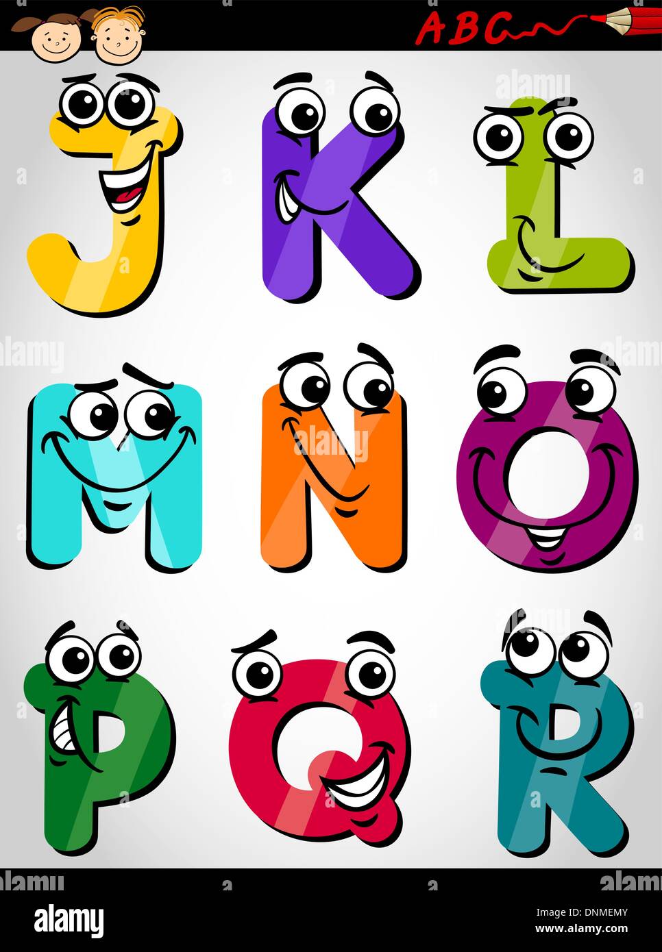 cartoon-illustration-of-funny-capital-letters-alphabet-from-j-to-r