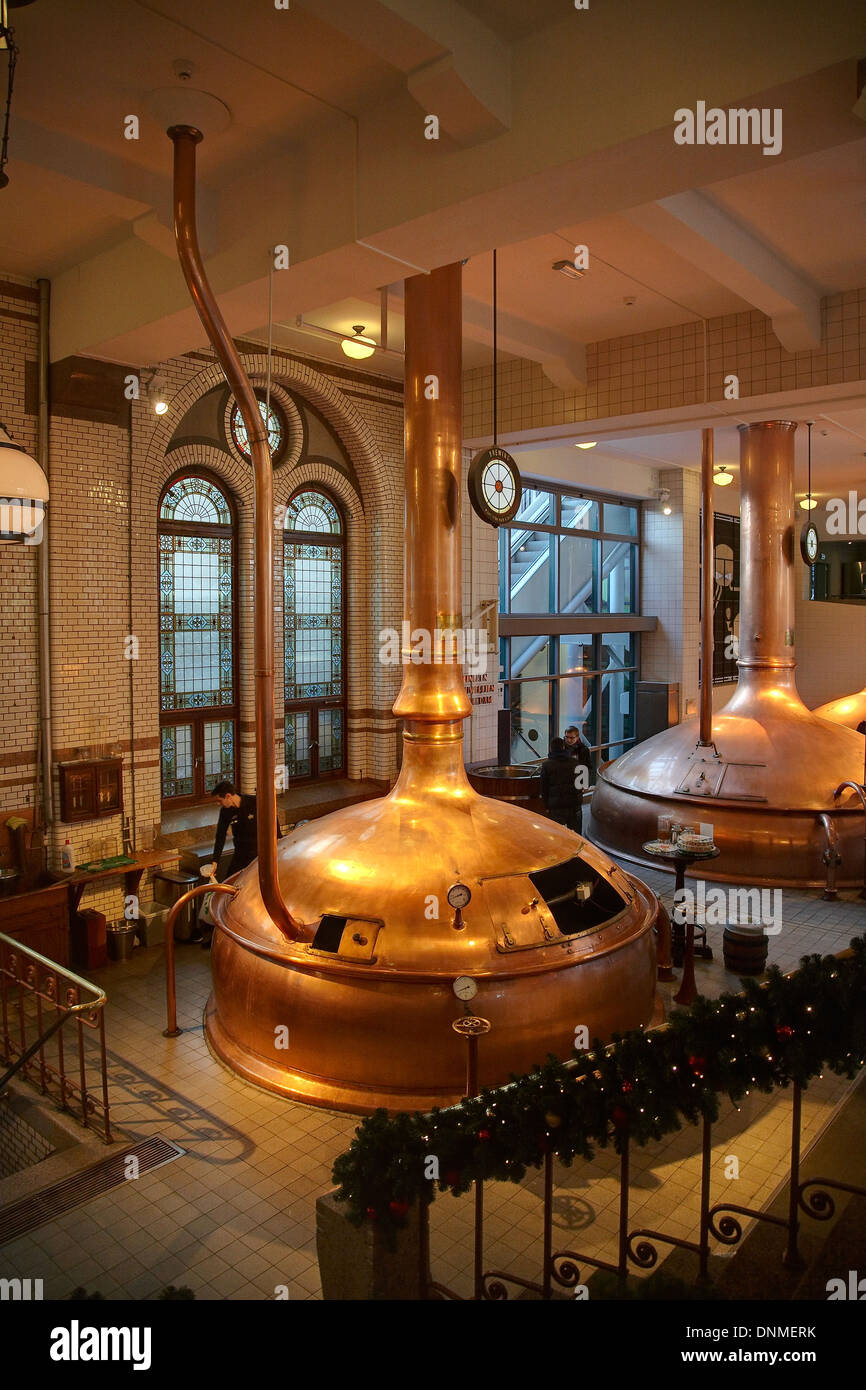 Brewing tanks at the Heineken brewery museum in Amsterdam, Holland
