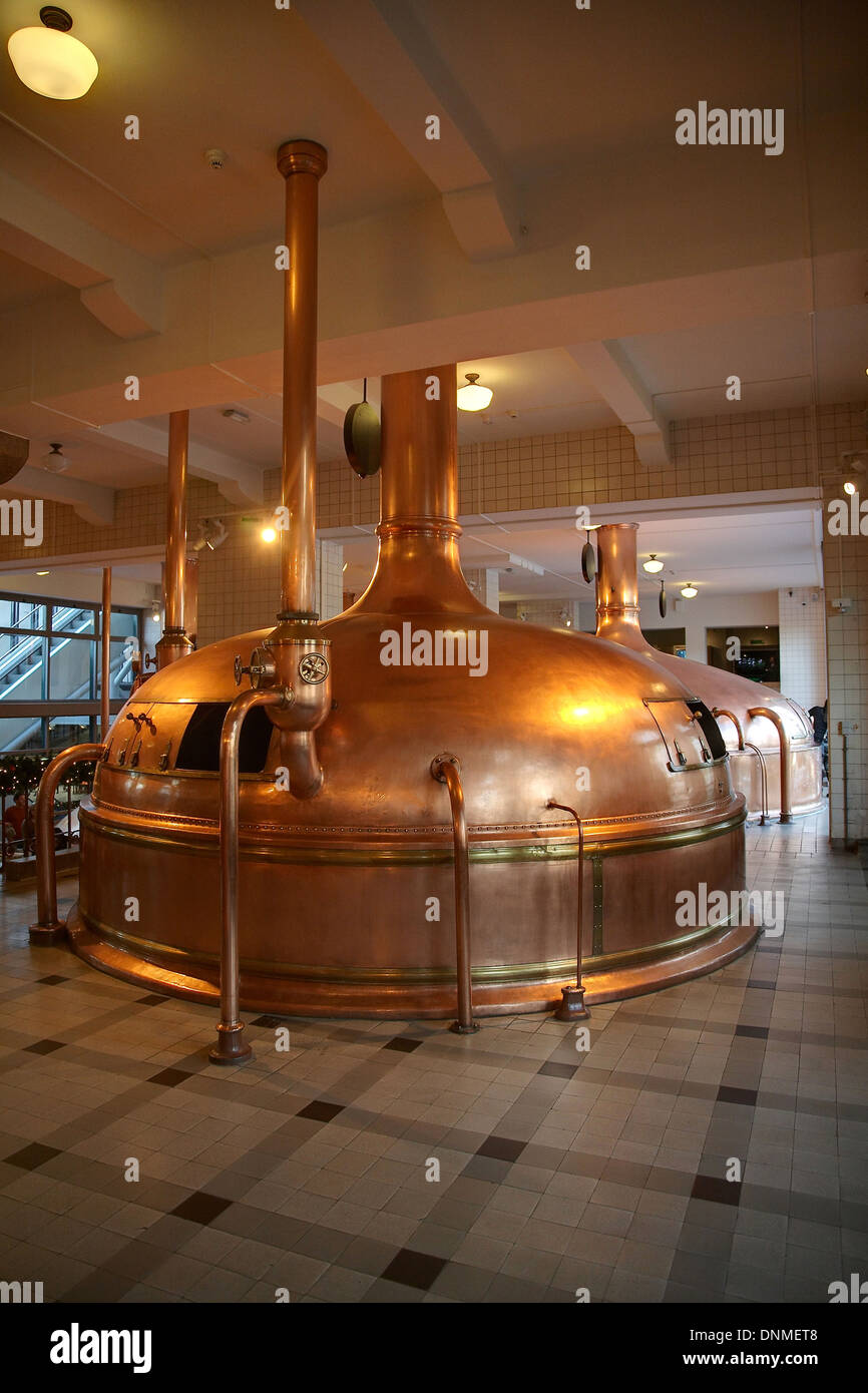 Brewing tanks at the Heineken brewery museum in Amsterdam, Holland Stock Photo