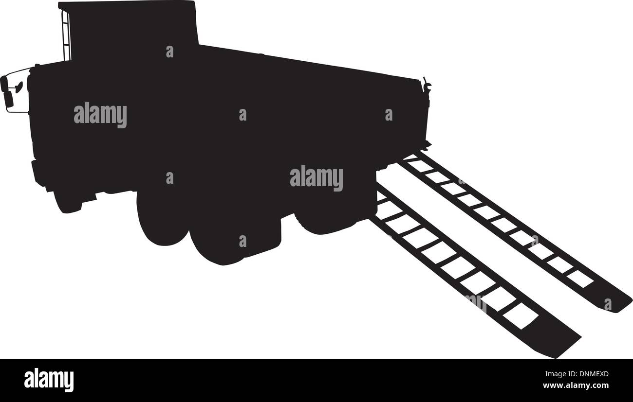 silhouette of a tipper or dump truck lorry done in retro style on ...