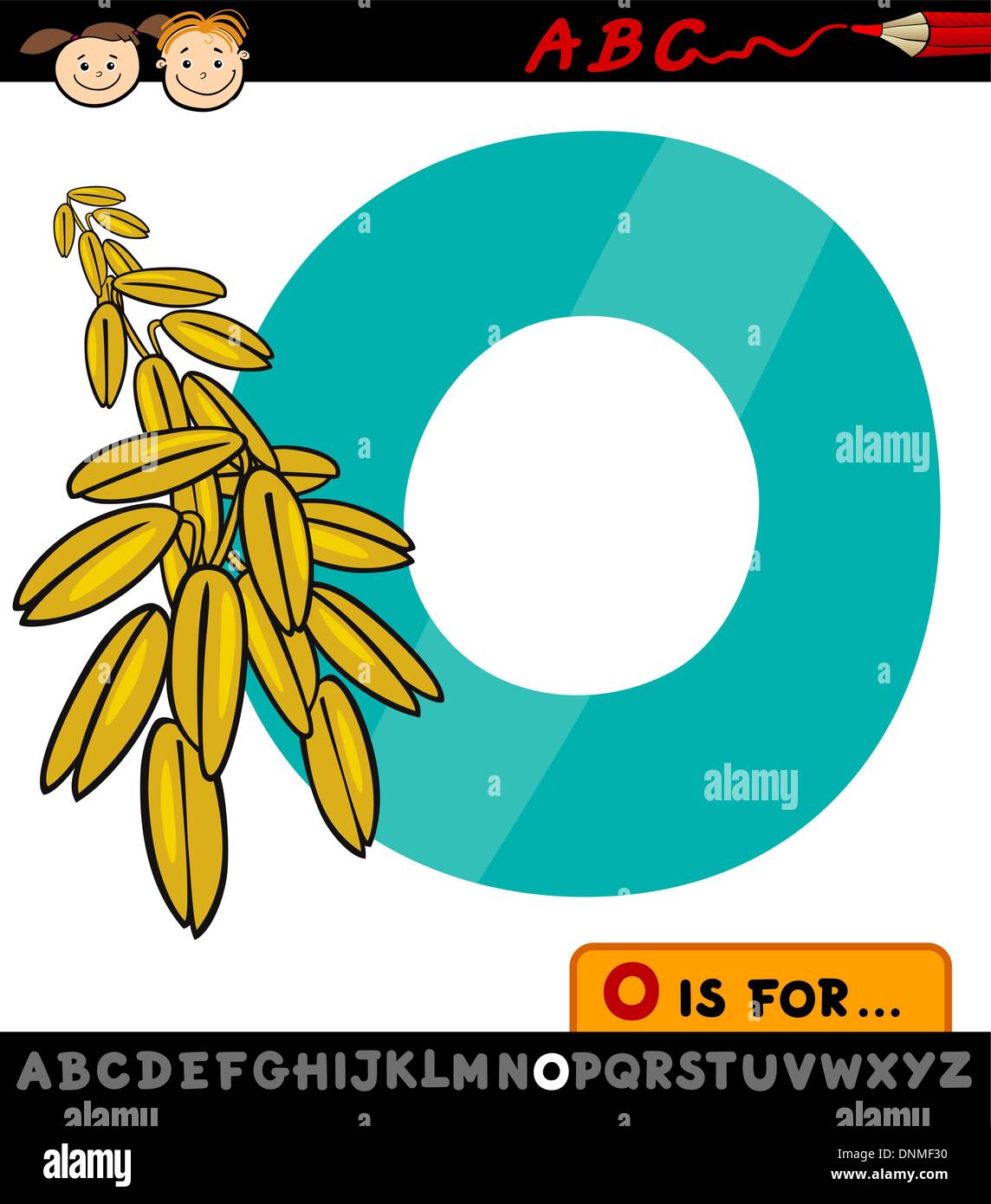 Cartoon Illustration of Capital Letter O from Alphabet with Oat for ...