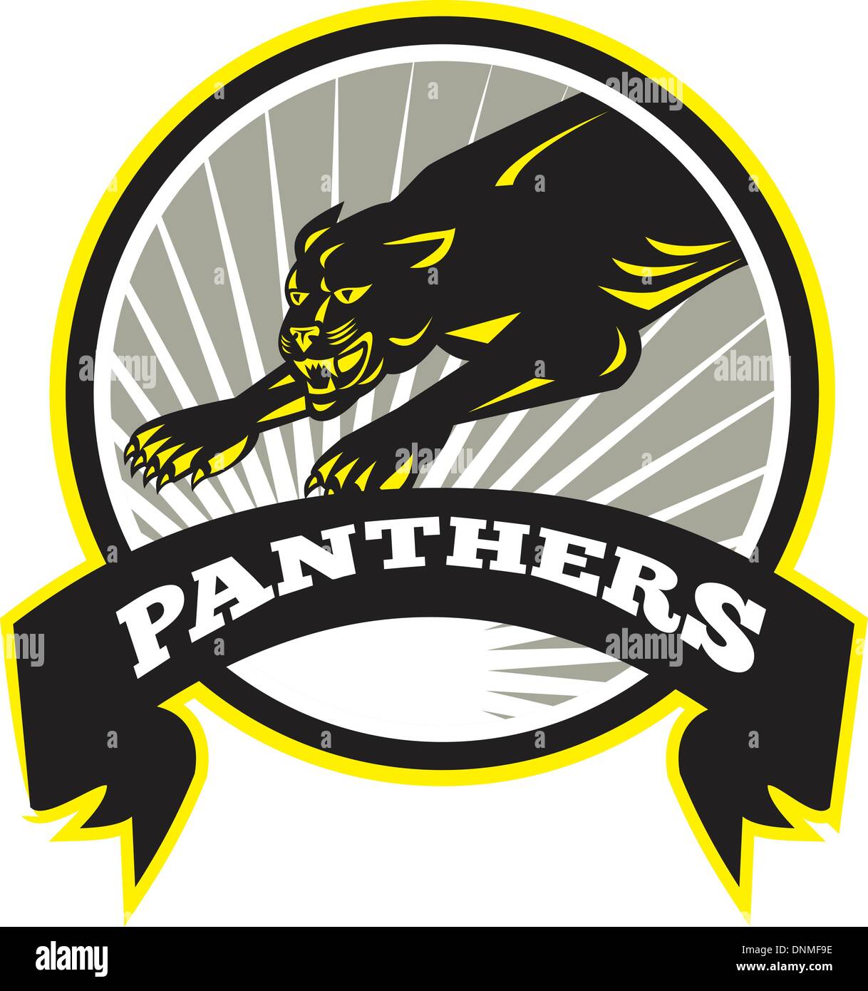 A Panther cheerleading logo with a black and Gold background on Craiyon