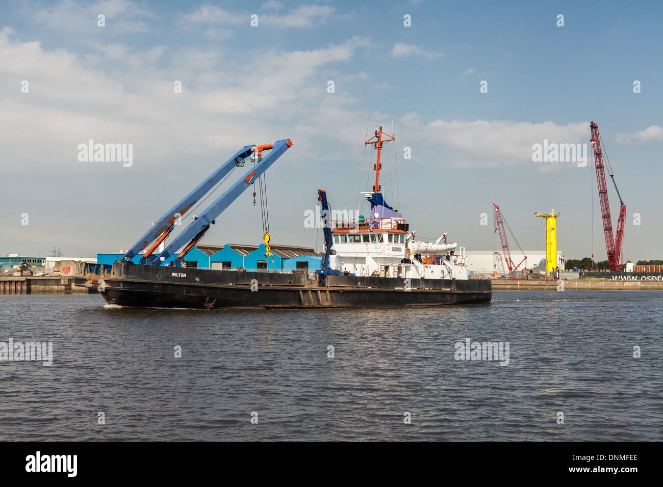 Wilton, River Tees buoy handler, River Tees,Teesside, England Stock Photo