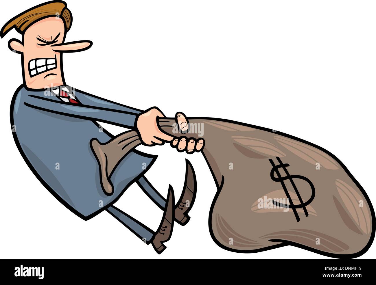 cartoon humorous illustration of businessman draging huge sack of ...