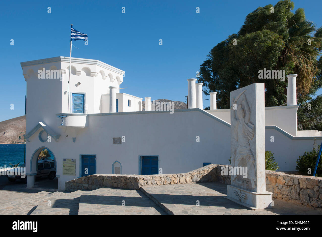 Griechenland, Insel Tilos, Livadia, aus italienischer Zeit stammende Polizeistation Stock Photo