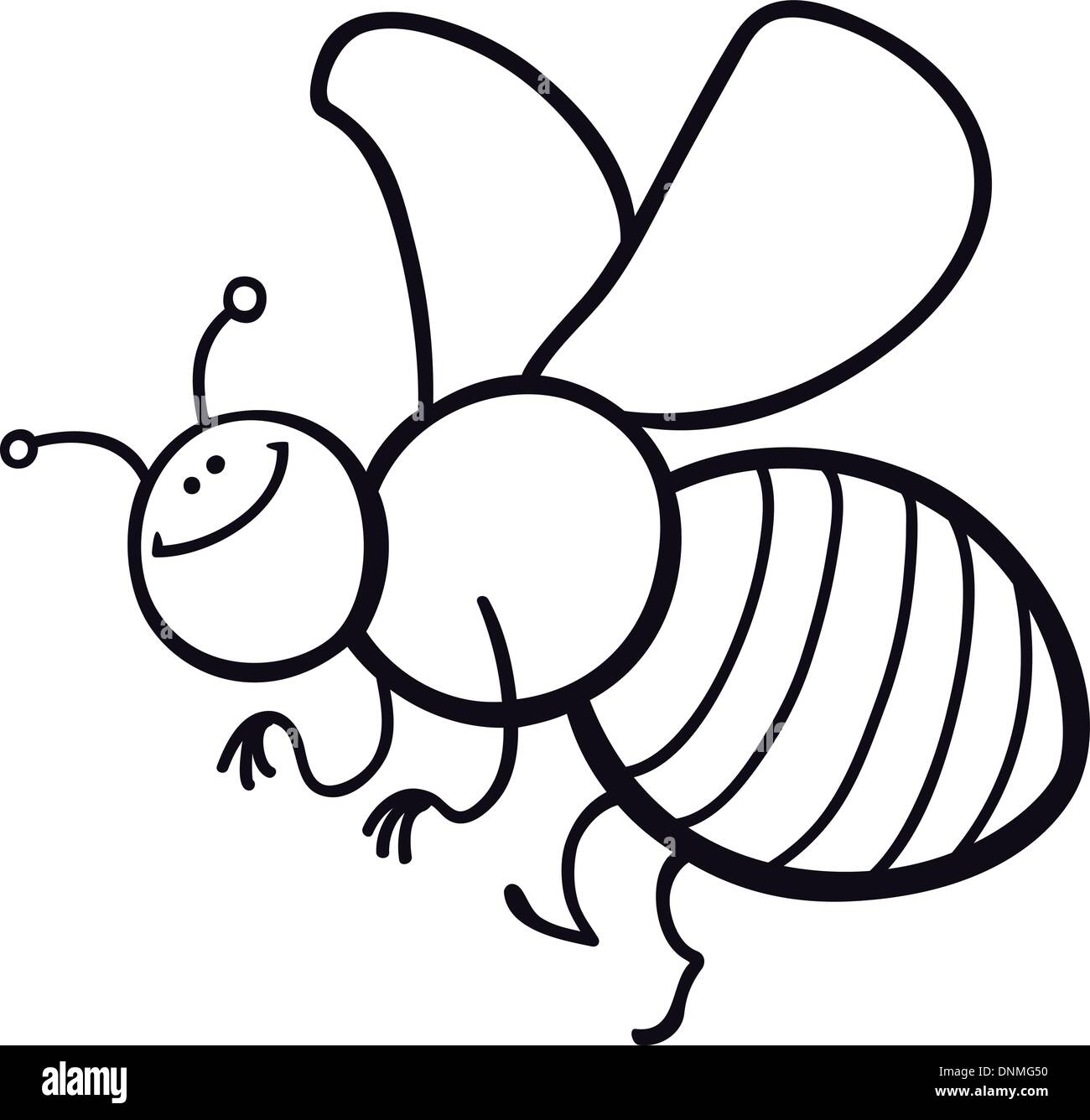 coloring page cartoon illustration of funny bee Stock Vector Image